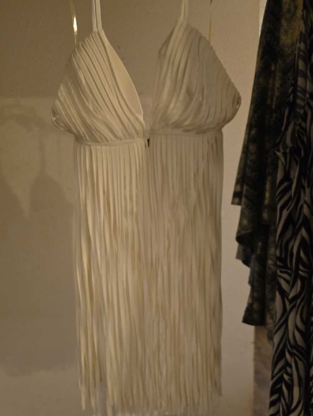 Miss Avenue White Fringe Halter Mini Dress